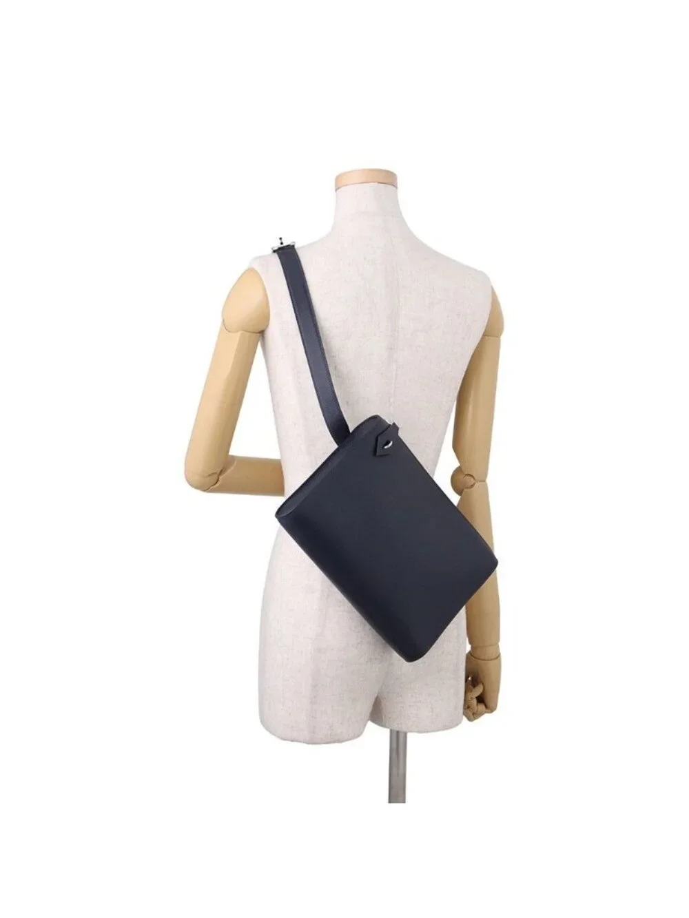 Hermes Shoulder Bag Bolitle Blue Navy Silver Bague Rain Clutch